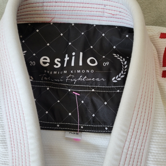 Estilo VI Tatami Jacket Red On White Jiu Jitsu Fightwear Version VI Size A3S - Picture 11 of 13
